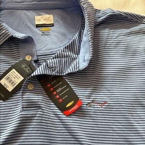 Greg Norman Collection Men's Light Blue and Navy Polo